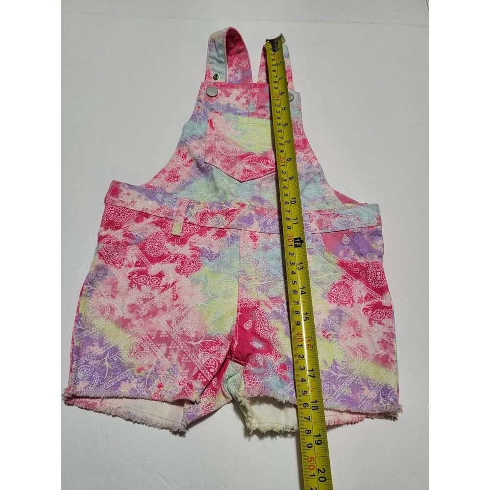 Children’s Place Tie Dyed Paisley Twill Shortalls Overalls Shorts Size Toddler 2